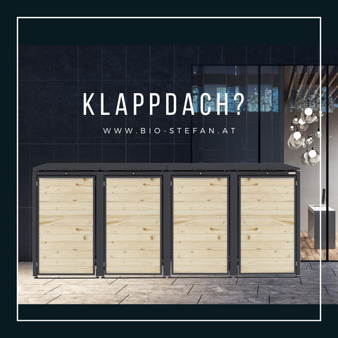 Müllbox Klappdach Mülltonnenbox 4er Holz Metall