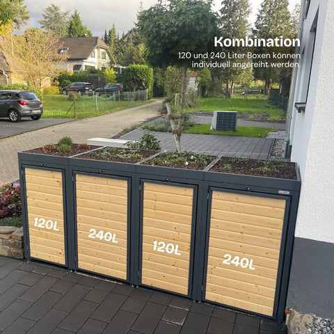 Holzmichl box voor vuilnisbakken combinatie 120L & 240L