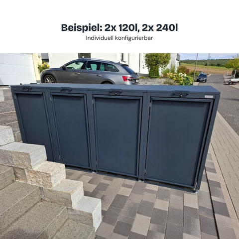 Stahlfred box per bidoni della spazzatura combinazione con tetto verde 120L & 240L