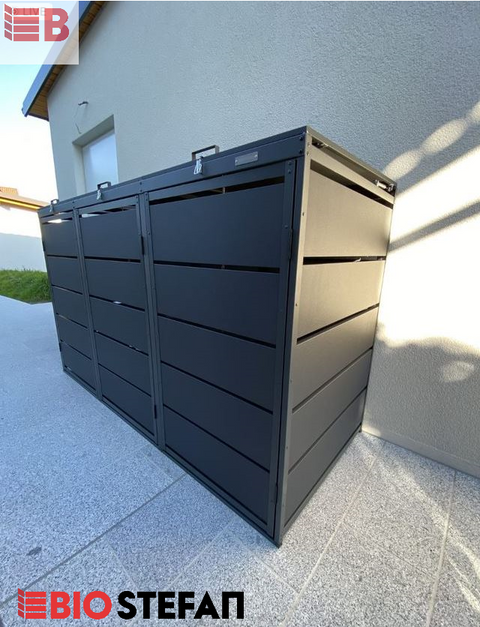 Abri pour poubelles 3 places 240l en anthracite pas cher