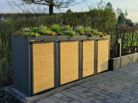 Mülltonnenbox mit Pflanzdach
