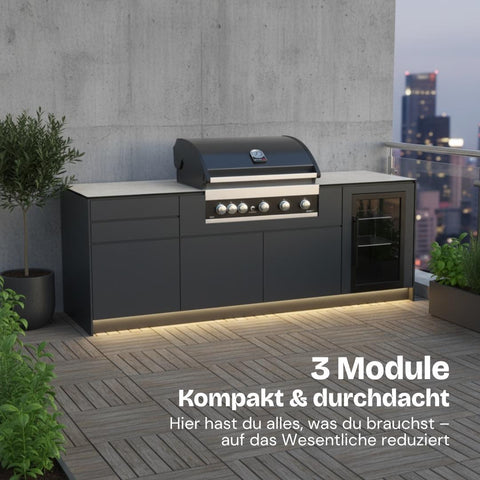 Outdoorküche Mia (3 Module) - Schrank | Grill | Laden