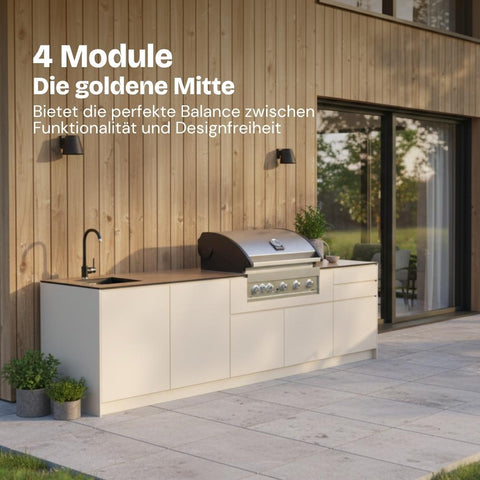 Outdoorküche Emma (4 Module) - Spüle | Schrank | Grill | Laden