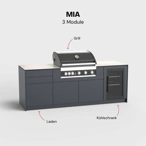 Outdoorküche Mia (3 Module) - Laden | Grill | Kühlschrank