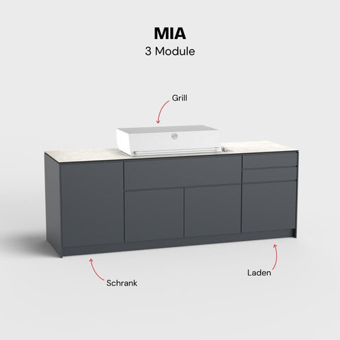 Outdoorküche Mia (3 Module) - Schrank | Grill | Laden