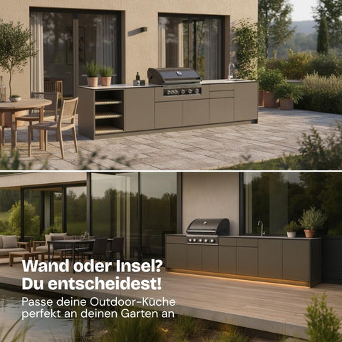 Outdoorküche Valentina (5 Module) - Spüle | Schrank | Grill | Laden | Kühlschrank