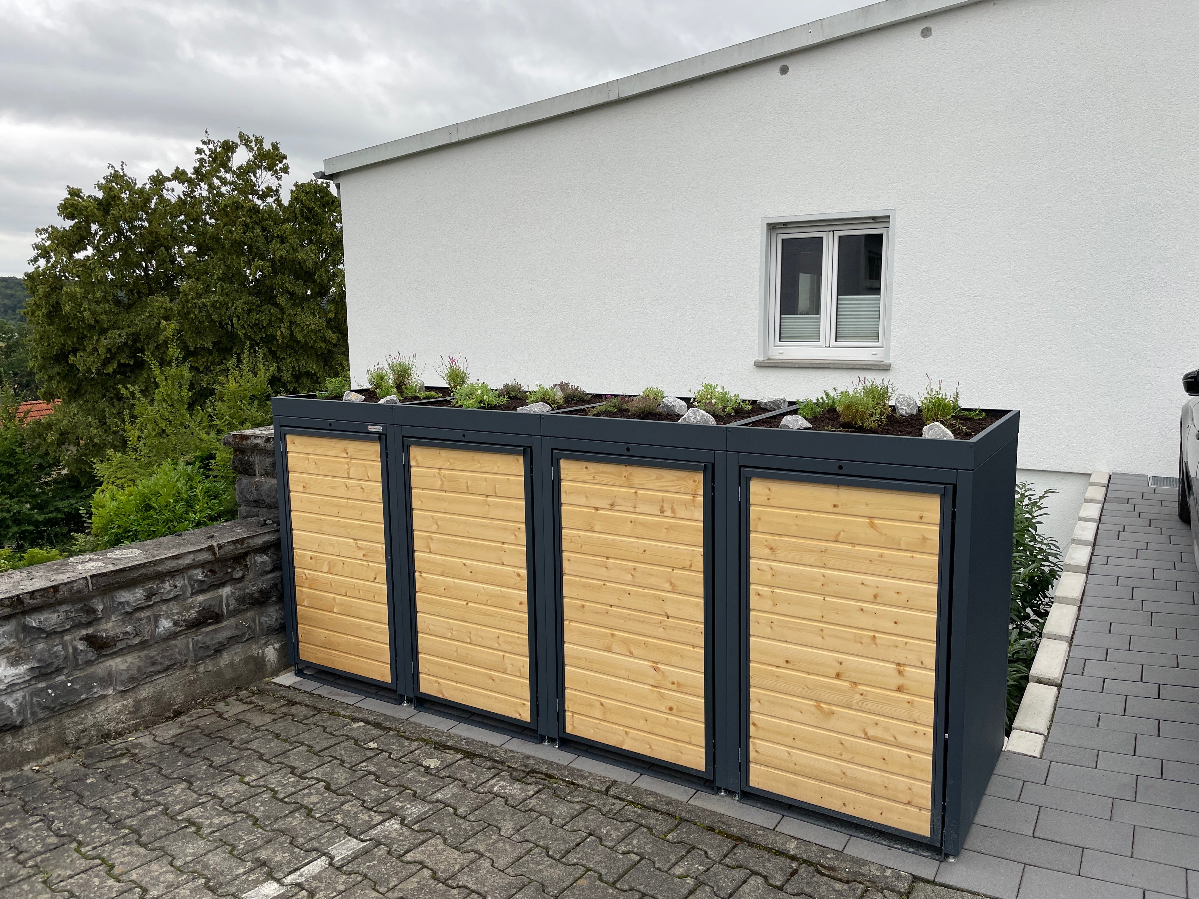 Trash Bin Box 4-Unit Wood 4-240 4-120 Holzmichl Trash Bin Box 4-Unit