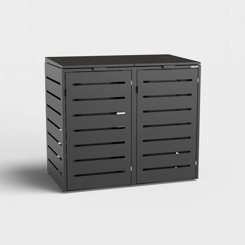 Alubert 2 Mülltonnenbox in Schwarz, RAL9005, von BIO Stefan.