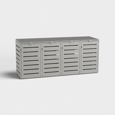 Mülltonnenbox Alubert 4er RAL9007 in modernem Design.