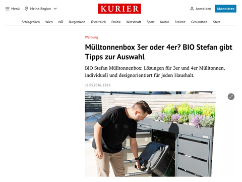Artikel im KURIER: Mülltonnenbox 3er oder 4er, BIO Stefan gibt Tipps zur Auswahl