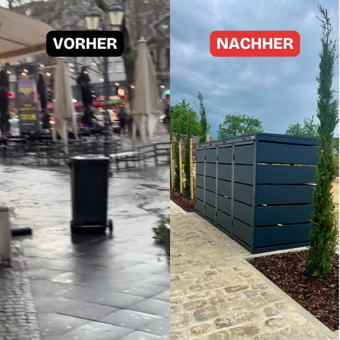 Before and after comparison: Dagobert Bin box adds order and aesthetics.