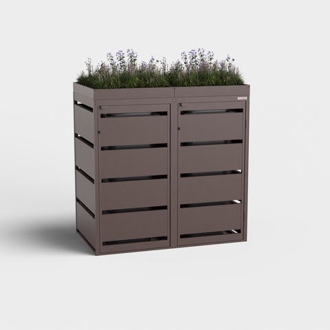 Dagobert Mülltonnenbox 2er 120L RAL8017 mit Pflanzdach.