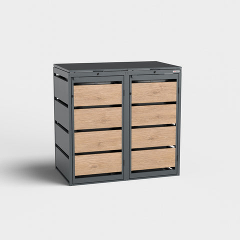 Dagobert Mülltonnenbox 2er 120 Liter Holzoptik Winchester mit Deckel