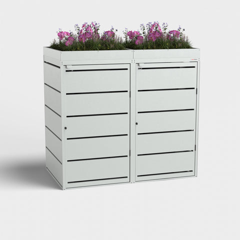 BIO Stefan Mülltonnenbox Dagobert 240L mit Pflanzdach, Farbe RAL7035.