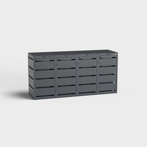 Dagobert 4er Mülltonnenbox für 120L Tonnen in Anthrazitgrau (RAL7016).