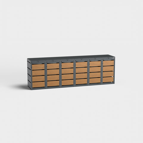 Soptunnabox Dagobert 6 boxar i gyllene ek, RAL7016.
