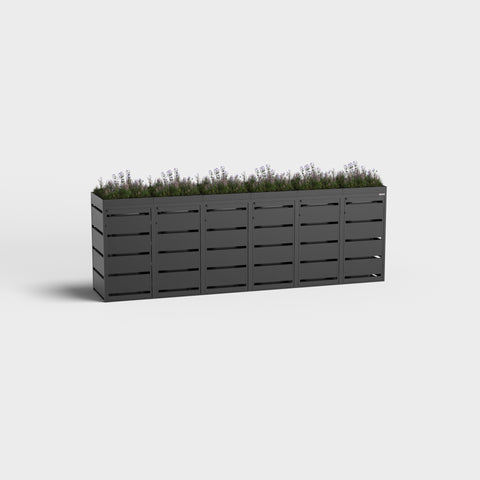 Soptunnabox Dagobert 6 boxar 120L i svart med planteringsdäck.