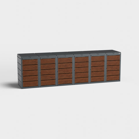 Dagobert Mülltonnenbox 6er 240 Liter Holzoptik Dunkle Eiche mit Deckel