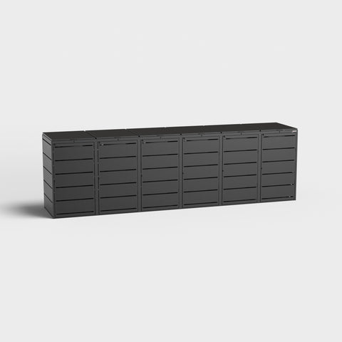 Svart Bio Stefan Dagobert soptunnbox för 6, RAL 9005, för 240-liters tunnor.