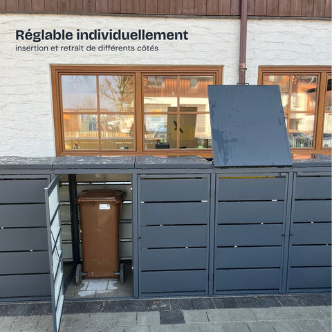 Box pour poubelles Dagobert de BIO Stefan avec compartiment ouvert pour un prélèvement individuel.