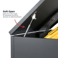 Box pour poubelles gris de Holzmichl avec couvercle à ouverture en douceur grâce à des amortisseurs à gaz.
