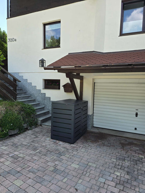 Anthrazitfarbene Mülltonnenbox Alubert 2er für 240 Liter