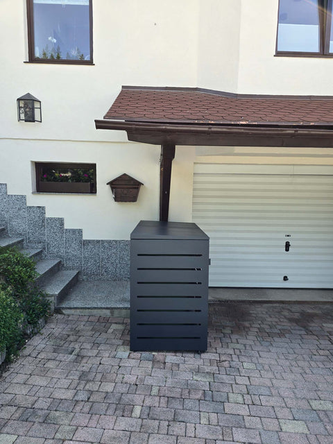 Anthrazitfarbene Mülltonnenbox Alubert 2er für 240 Liter