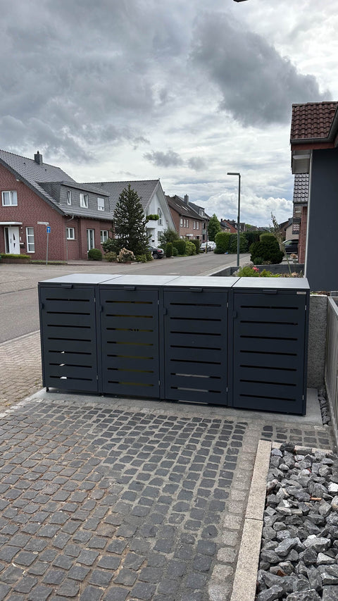 Skraldespandsskab i aluminium til 4 spande med maks. 240 liter