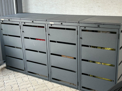 BIO Stefan Mülltonnenbox Dagobert anthrazit, 4er 120l, geschlossene Metallbox für vier Mülltonnen