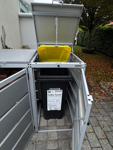 Dagobert garbage bin box 3 boxes in gray aluminum for 120L