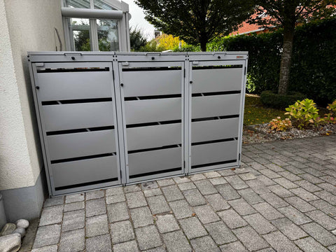 Dagobert garbage bin box 3 boxes in gray aluminum for 120L