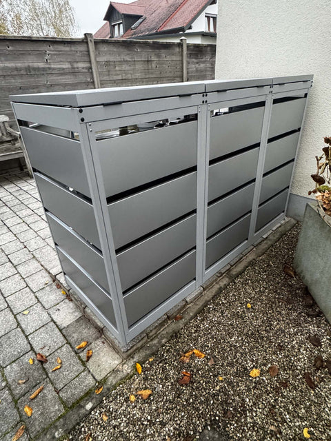 Dagobert garbage bin box 3 boxes in gray aluminum for 120L