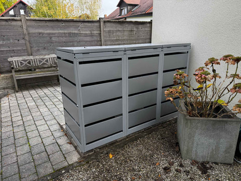 Dagobert garbage bin box 3 boxes in gray aluminum for 120L