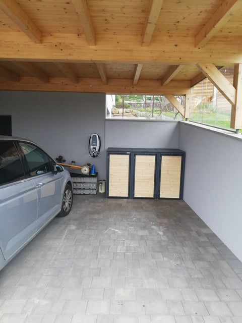 Mülltonnenbox Holzmichl 3er mit Deckel und Holzfront 