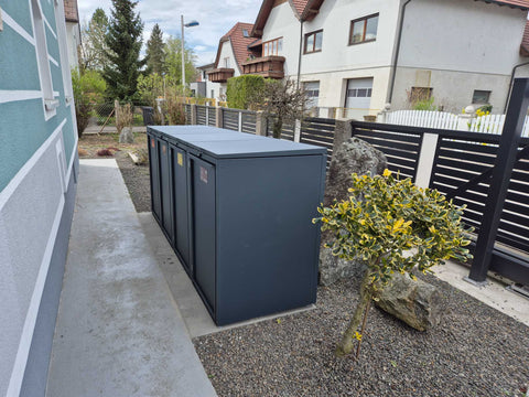 Mülltonnenbox Stahlfred 4er - Kombination 120L &amp; 240L in Anthrazit