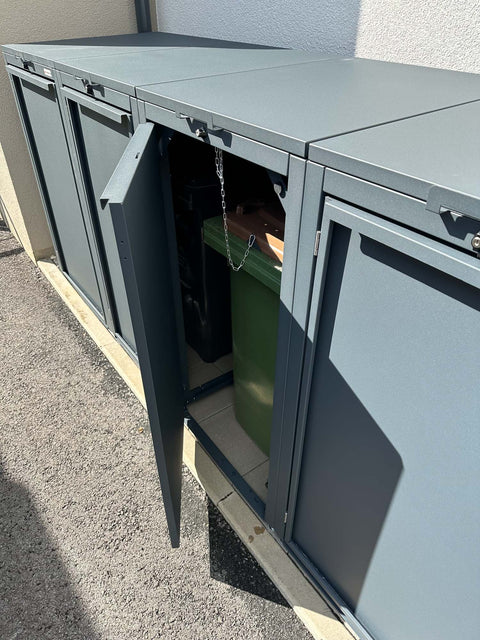 Mülltonnenbox Stahlfred 4er - Kombination 120L &amp; 240L in Anthrazit