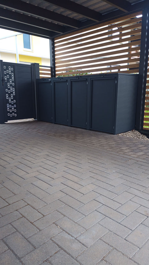 Mülltonnenbox Stahlfred 4er - Kombination 120L &amp; 240L in Anthrazit