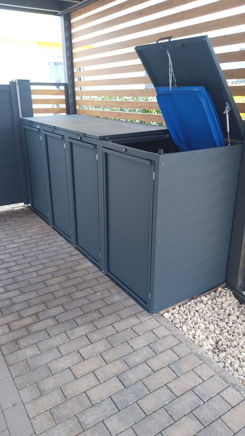 Mülltonnenbox Stahlfred 4er - Kombination 120L &amp; 240L in Anthrazit