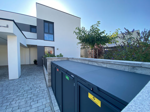 Mülltonnenbox Stahlfred 4er - Kombination 120L &amp; 240L in Anthrazit