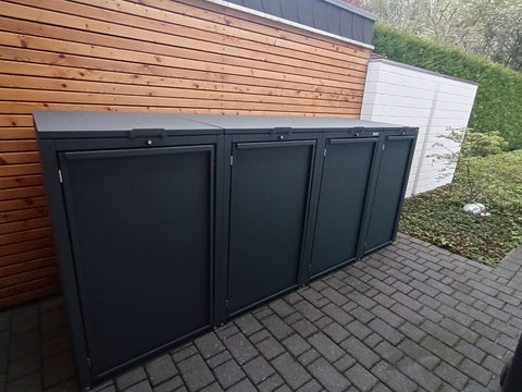 Mülltonnenbox Stahlfred 4er - Kombination 120L &amp; 240L in Anthrazit