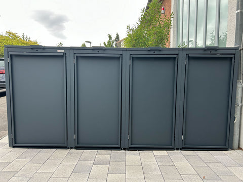 Mülltonnenbox Stahlfred 4er - Kombination 120L &amp; 240L in Anthrazit