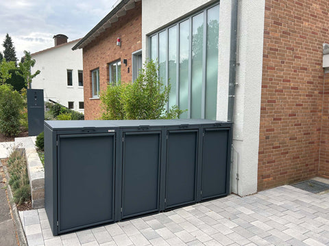 Mülltonnenbox Stahlfred 4er - Kombination 120L &amp; 240L in Anthrazit