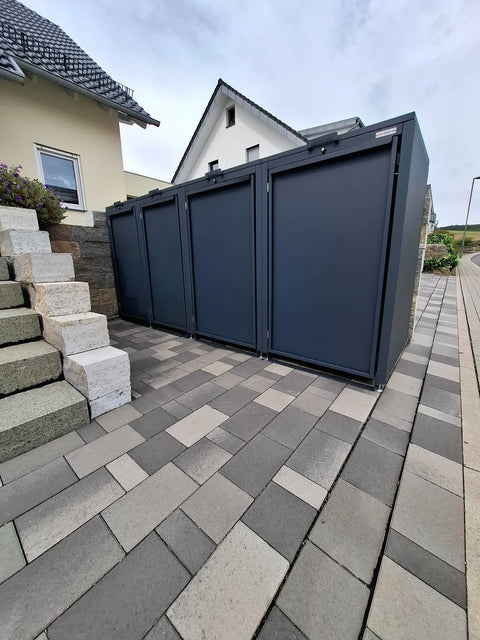 Mülltonnenbox Stahlfred 4er - Kombination 120L &amp; 240L in Anthrazit