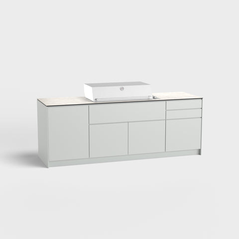 Outdoor kitchen Mia with cabinet and grill in RAL7035.