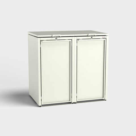 Doppel-Mülltonnenbox Stahlfred in RAL 9010 von BIO Stefan.