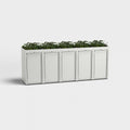 Five RAL9016 Stahlfred Waste garbage can boxes with planter roof.