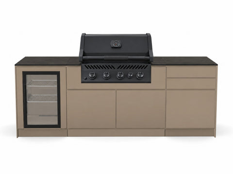 BIO Stefan Outdoorküche mit Frontfarbe RAL 1019 und Napoleon S300 Einbaugrill, Farbe beispielhaft dargestellt