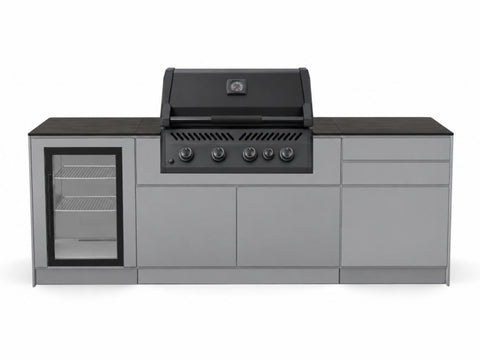 BIO Stefan Outdoorküche mit Frontfarbe RAL 7001 und Napoleon S300 Einbaugrill, Farbe beispielhaft dargestellt