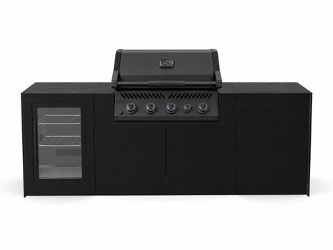BIO Stefan Outdoorküche mit Frontfarbe RAL 9005 und Napoleon S300 Einbaugrill, Farbe beispielhaft dargestellt