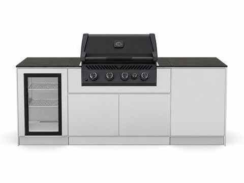 BIO Stefan Outdoorküche Variante 3: Kühlschrank, Napoleon S300 Einbaugrill, Schrank